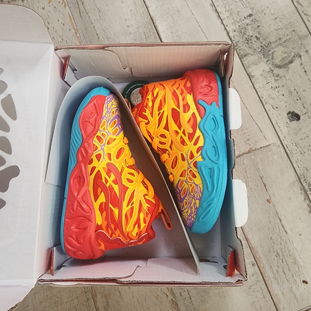 Puma La Melo Ball Mb.04 BRAND NEW SIZE 4C Red and Orange Glow